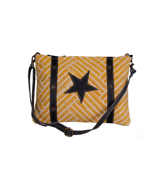 Mustard Weaves Cushion Crossbody Bag