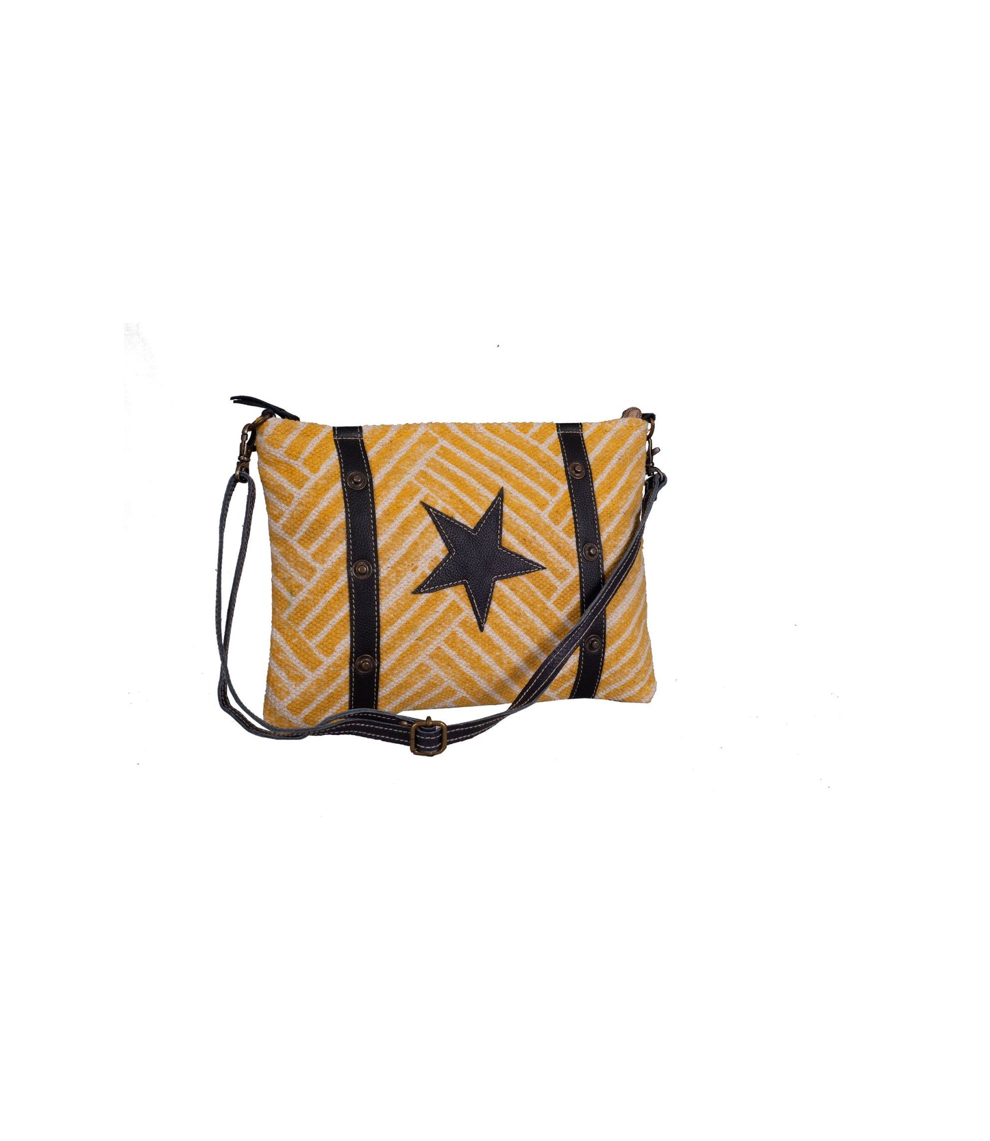 Mustard Weaves Cushion Crossbody Bag